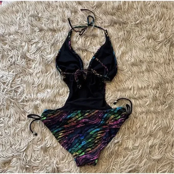 OP rainbow zebra swimsuit size medium - Picture 4 of 5